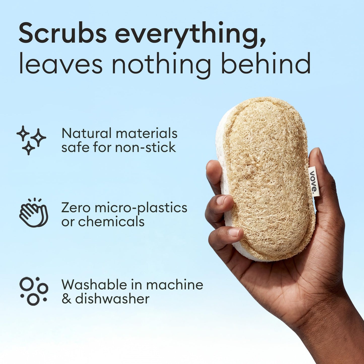 Vove Scrub Sponges 4 Pack, Cellulose & Cotton with Natural Loofah, Eco-Friendly Loofah Dish & Kitchen Sponges, Bathroom Scrubbing Pads, FSC-Certified
