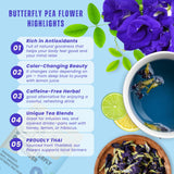 KHWAN'S TEA Butterfly Pea Flower Tea, USDA Organic Loose Dried Whole Flowers 1.8 oz (50g), 120+ Cups, Caffeine-Free Antioxidant-Rich Herbal Tea
