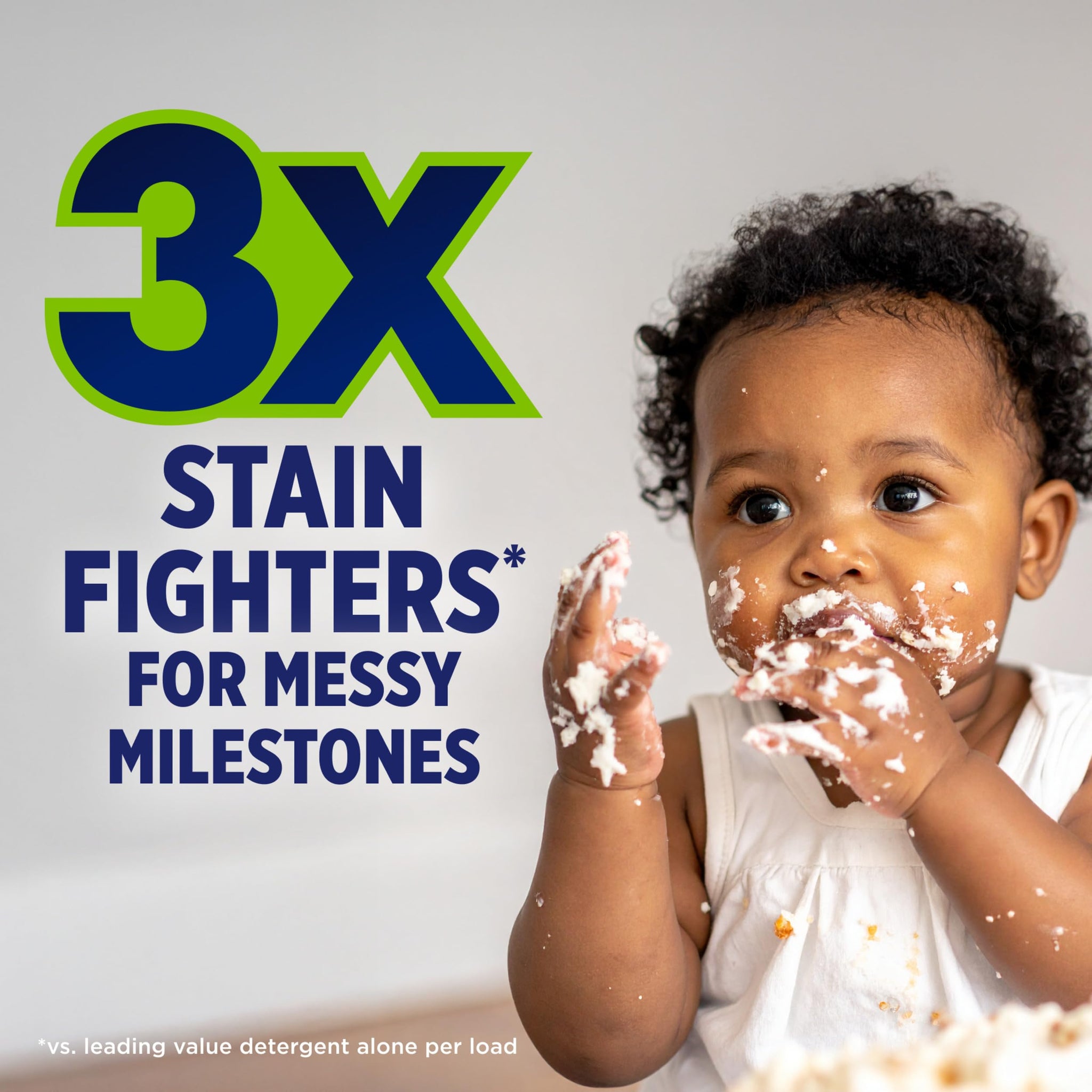 OxiClean Triple Action Free Versatile Stain Remover Powder, Use with Detergent, No Fragrance, No Dyes, No Chlorine, Removes Stains, Brightens Colors