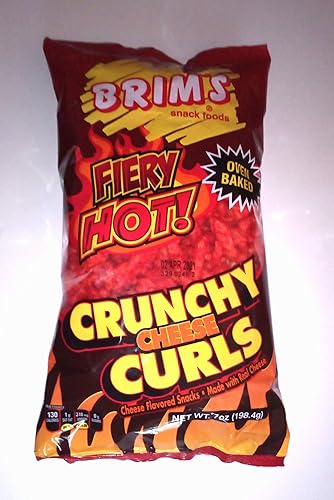 Brim's Fiery Hot Crunchy Cheese Curls (1 Bag) 7 oz