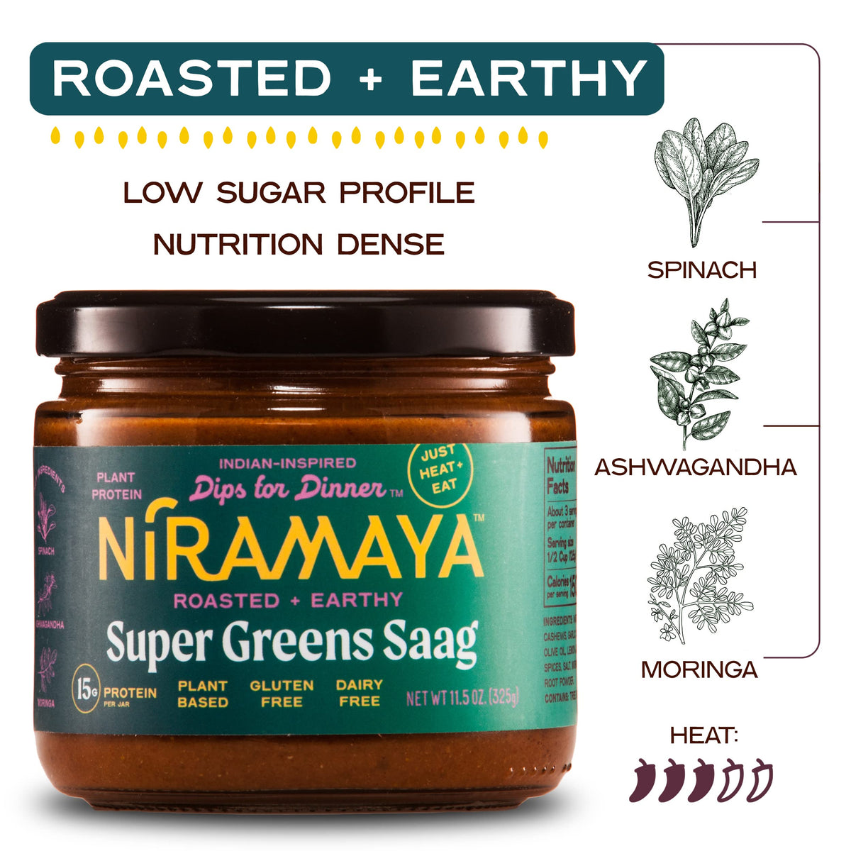 Niramaya 3 Flavor Sample Pack - Street Pav Bhaji/Tomato Masala Sabzi/ Super Greens Saag Indian-Inspired Dips & Spreads For Chips/Snacks/Rice/Salads