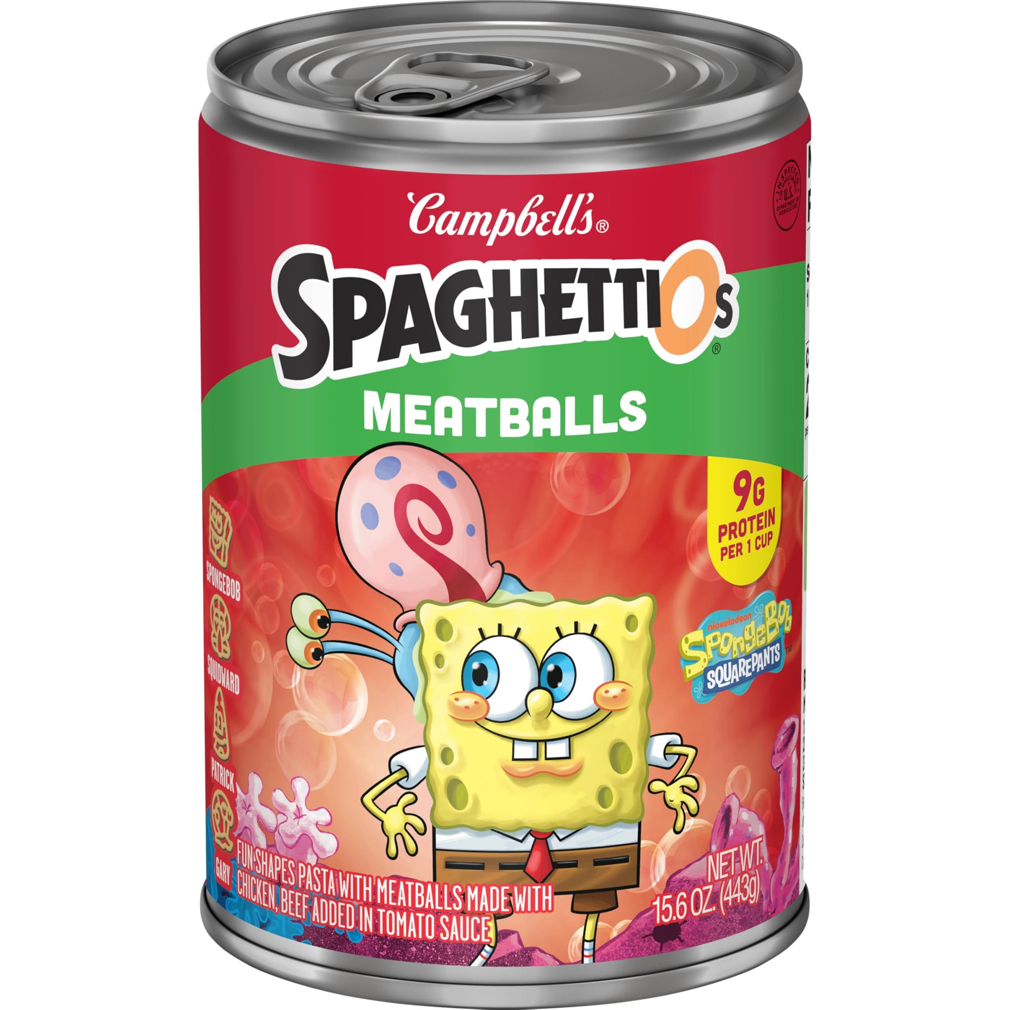 Campbell's SpaghettiOs SpongeBob Canned Pasta With Meatballs, 15.6 oz Can