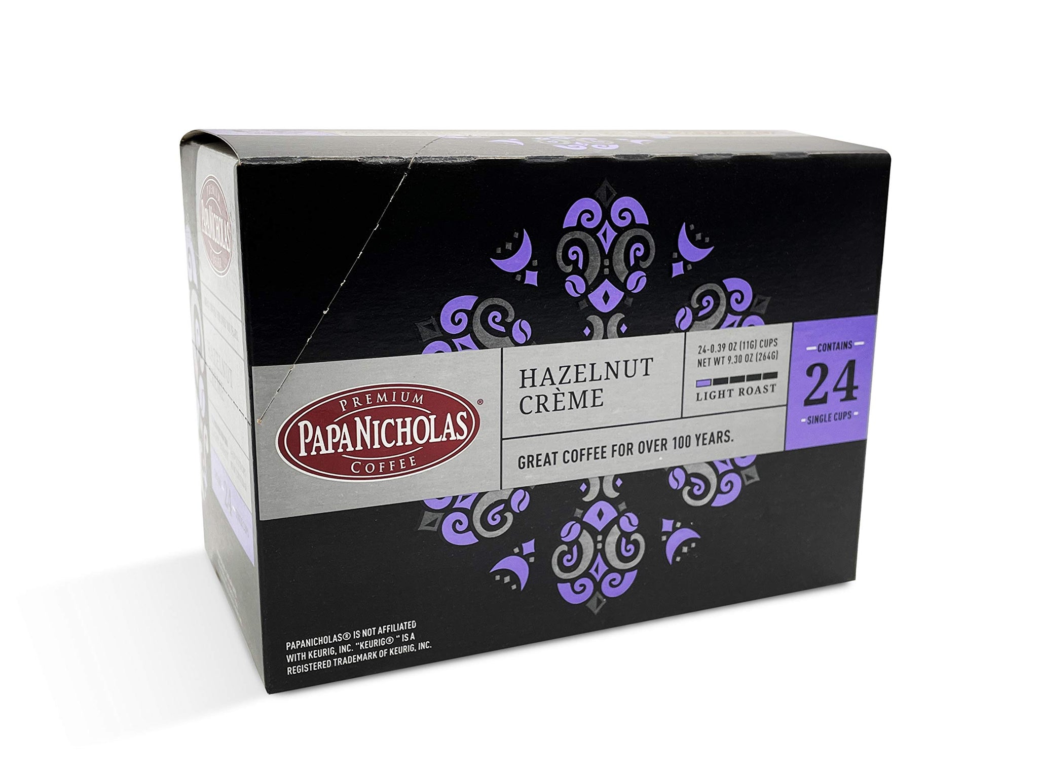 PapaNicholas Coffee Single Serve Coffee Cups Fits Keurig K Cup Brewers, Hazelnut Creme, 24 Count