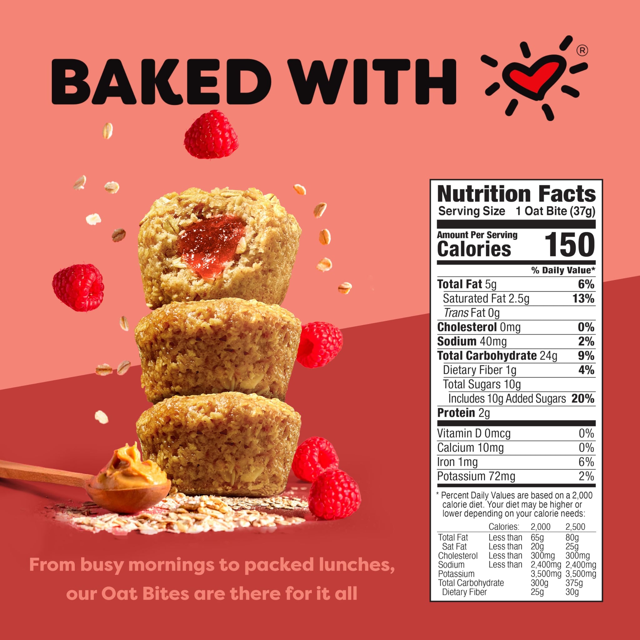 Bobo's PB&J Stuff'd Oat Bites, Simple Ingredients, Whole Grain Oats, Plant Based, Non-GMO, Gluten Free Breakfast Bars, Healthy Snacks for Adults