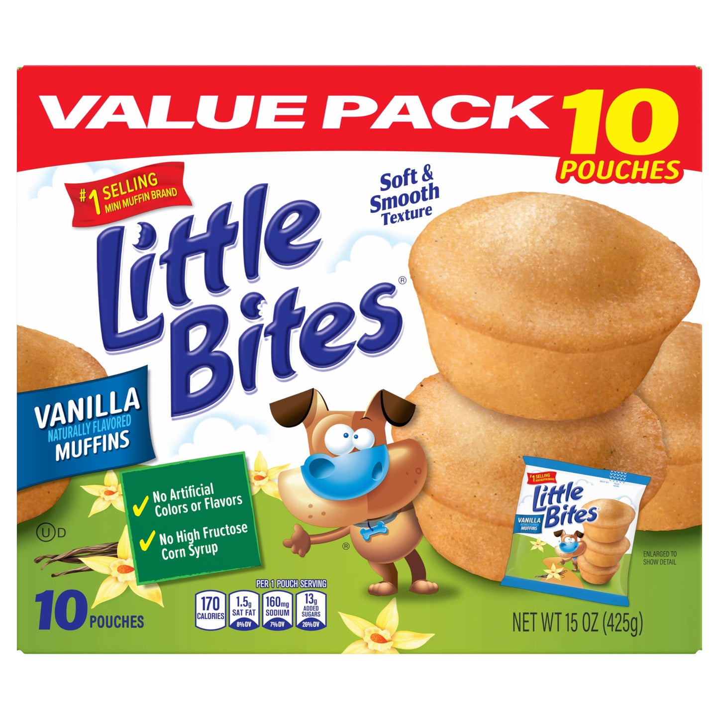 (Value Pack) Little Bites Vanilla Muffins, 10 individual packs, (1.5 oz each), Mini Muffins, 15 oz Multipack
