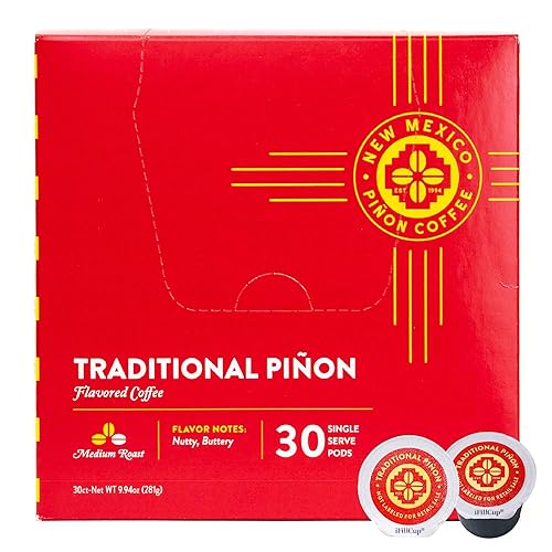 New Mexico Piñon K Cups Coffee Pods - Naturally Flavored, Traditional Piñon Medium Roast 100% Arabica Beans for Hot or Cold Brew - Single Serve