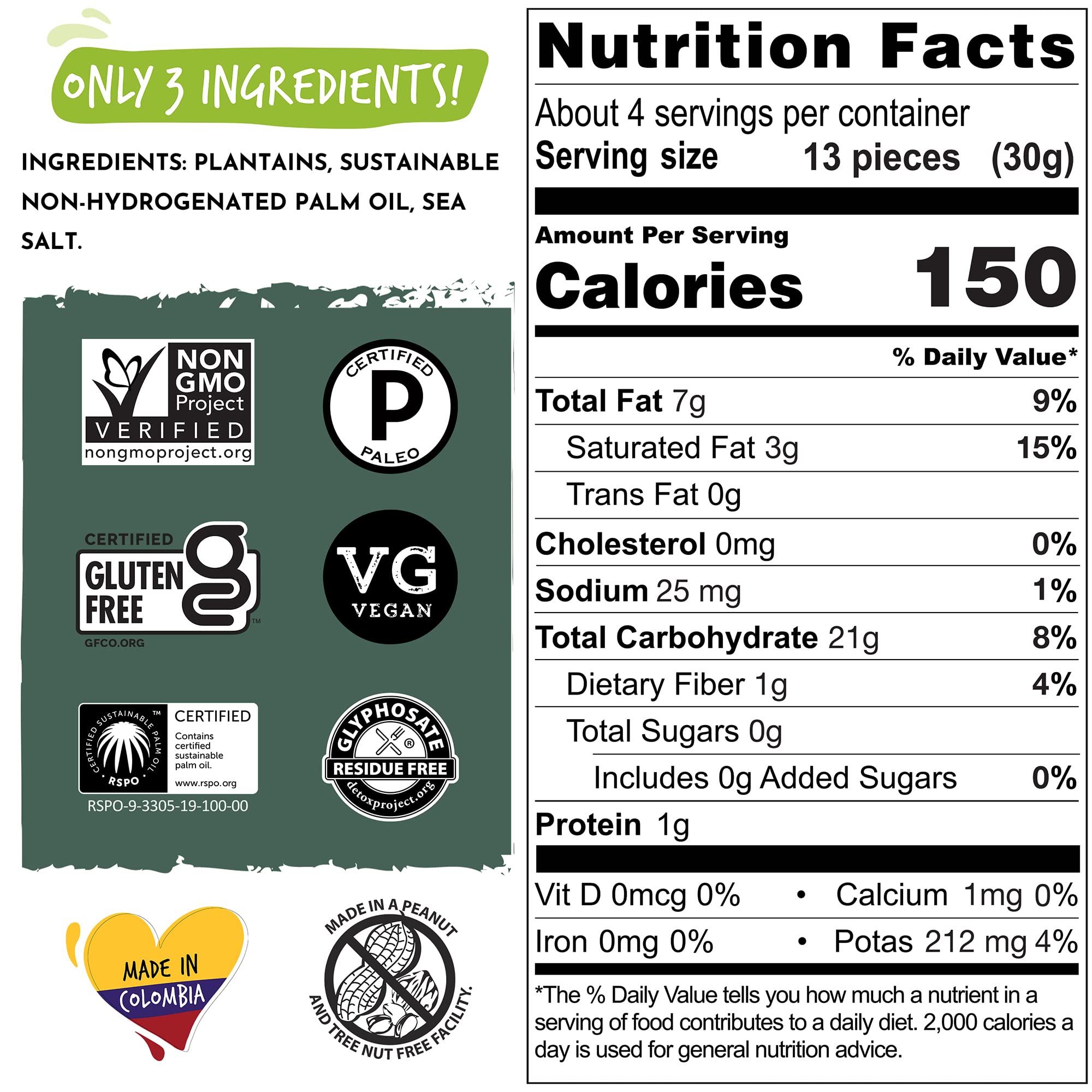 ARTISAN TROPIC Plantain Strips Sea Salt - 2 Pack, 4.5oz - Vegan, Paleo, Gluten Free Chips - Whole 30 Approved Foods Non-GMO Healthy Snack for Lunches