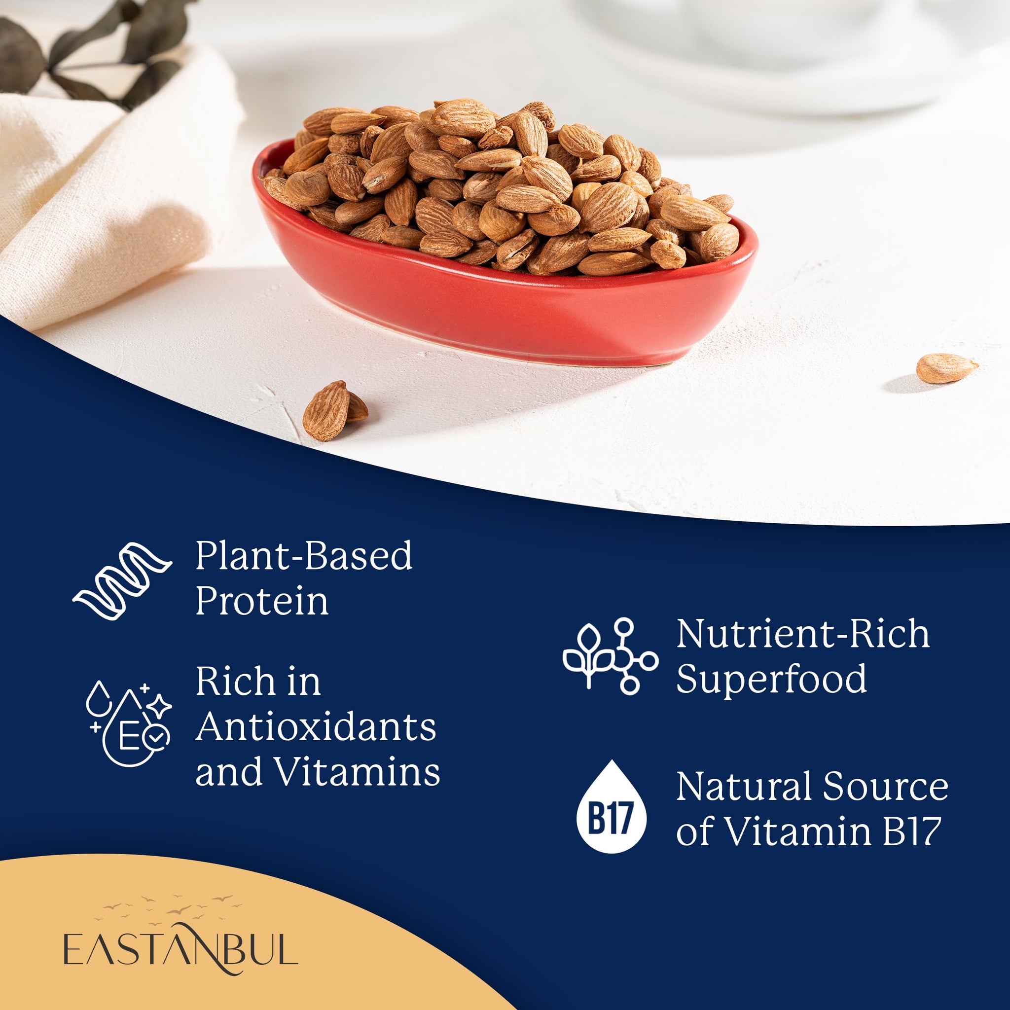 Eastanbul Apricot Seeds, 14.5oz, Apricot Kernels, Raw & Bitter Seeds, 100% Natural Farm Fresh Premium Bitter Kernels, Almondy from Turkey, Vegan