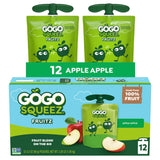 GoGo squeeZ Applesauce and Fruit Puree, Apple Apple, 3.2 oz (Pack of 12), Unsweetened Fruit Snacks for Kids, Gluten Free, Nut Free, and Recloseable