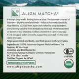 ALIGN MATCHA Ceremonial Organic Matcha - Ichibancha (First Tea) calm ritual; sourced from Japan, 50 g (?42 servings)