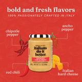 Italians Do It Better Smoking Hot Spicy Alfredo Sauce - Creamy Italian Alfredo with Red Chili, Chipotle, Ancho Pepper & Olive Oil - No Sugar Added
