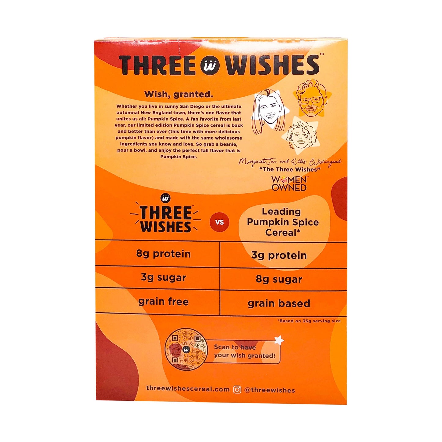 Three Wishes Cereal Pumpkin Spice Grain Free Cereal, 8.6 OZ