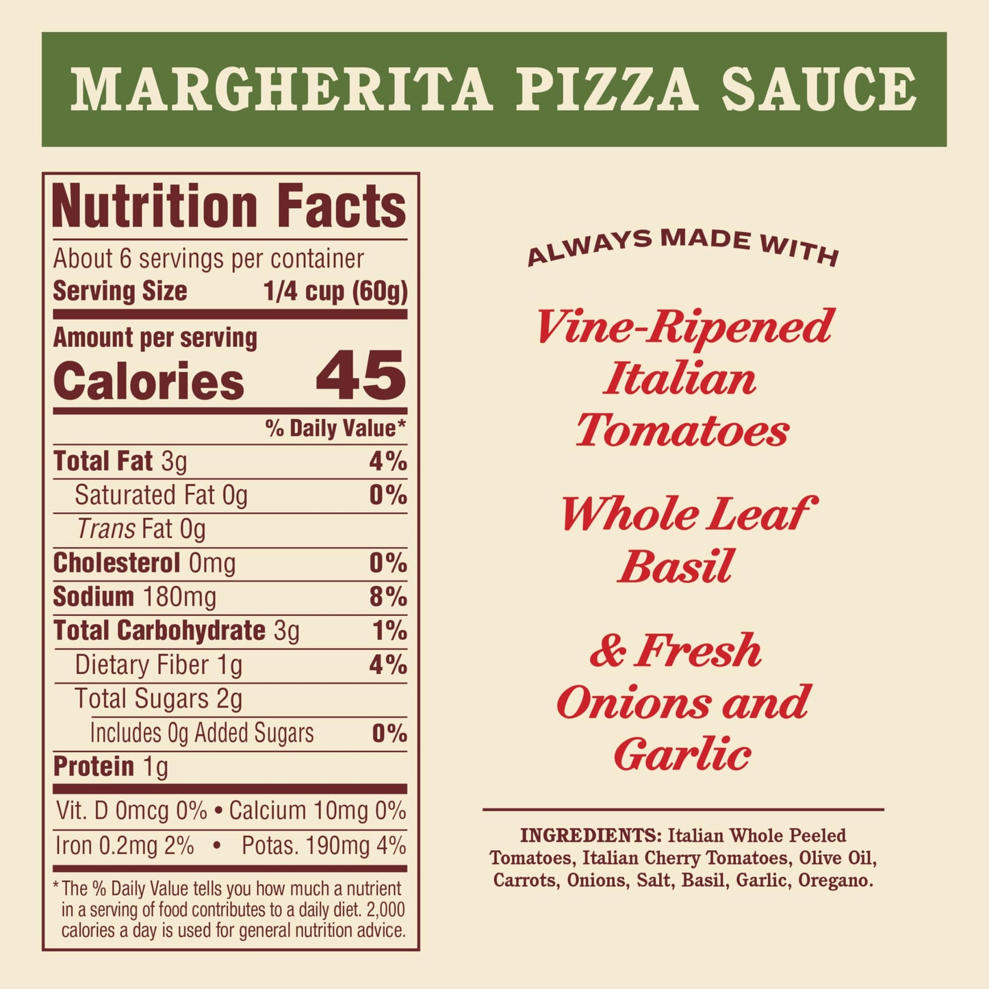 Rao's Homemade Margherita Pizza Sauce Made with Italian Tomatoes, 12.3 oz