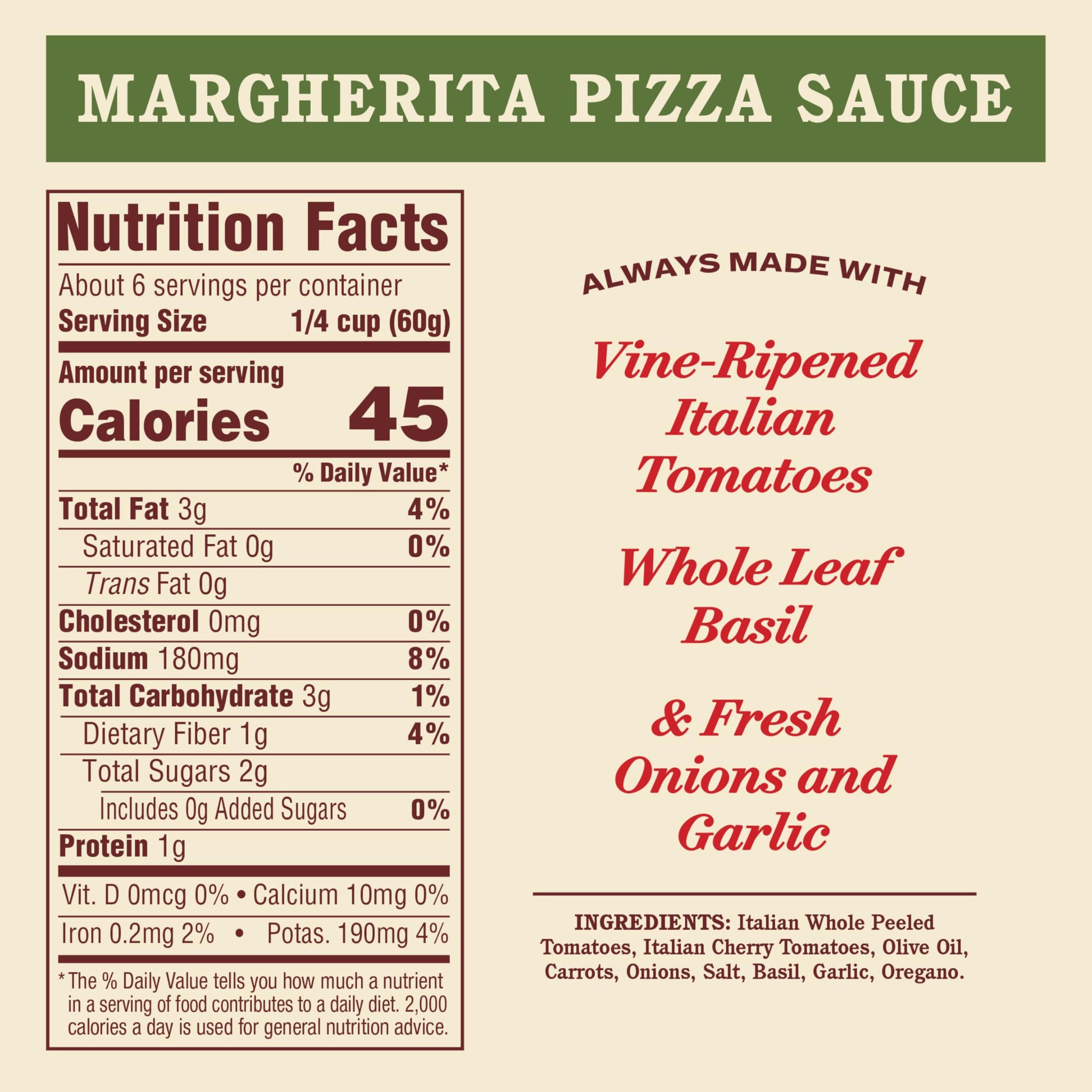 Rao's Homemade Margherita Pizza Sauce Made with Italian Tomatoes, 12.3 oz