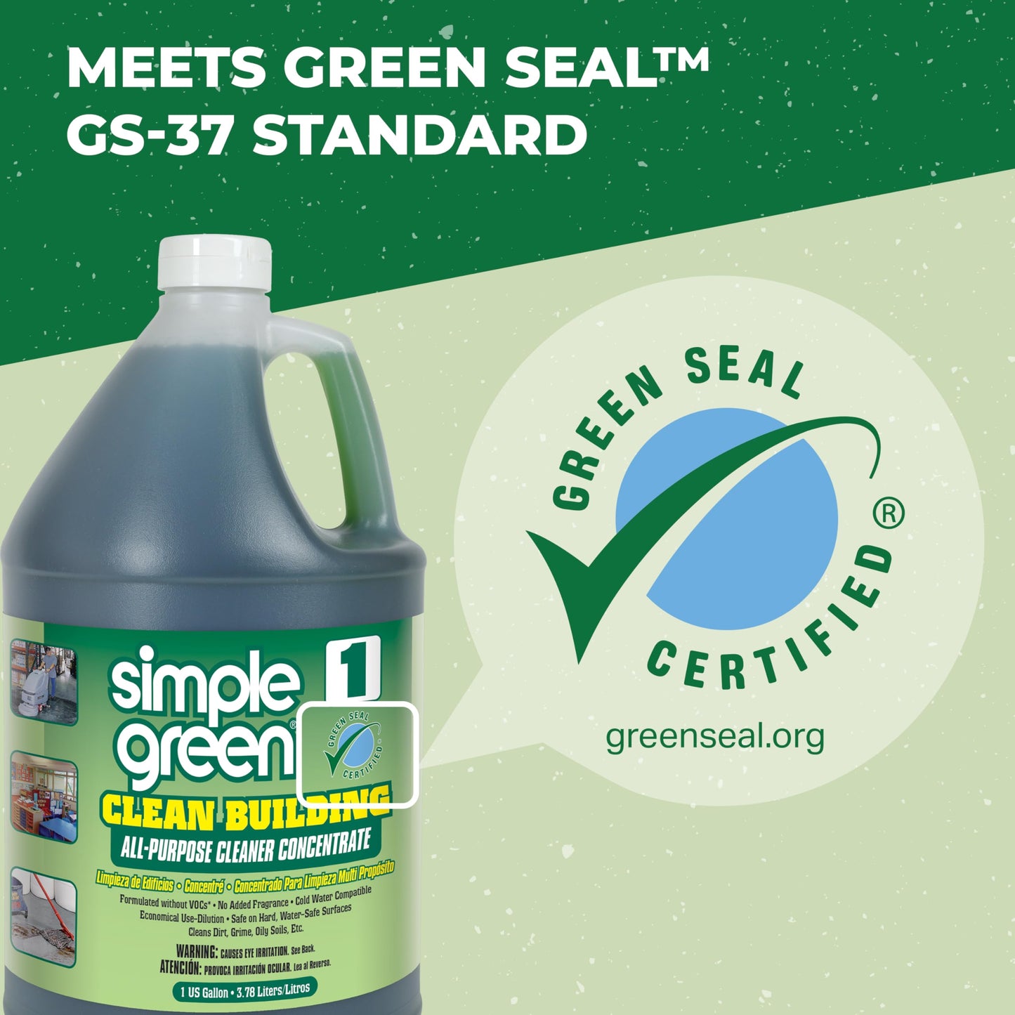 Simple Green Industrial SMP11001 Clean Building All-Purpose Cleaner Concentrate, 1gal Bottle