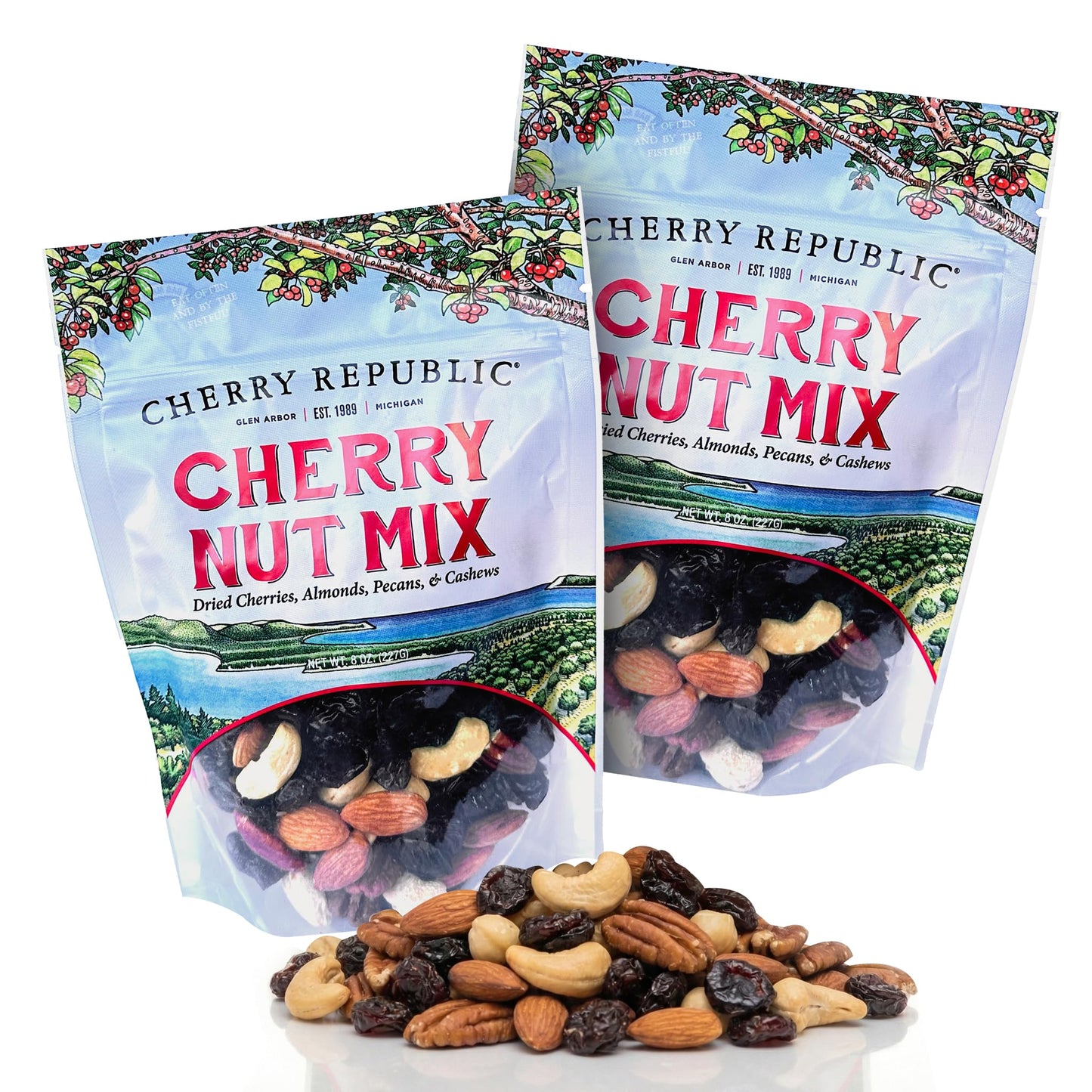 Cherry Republic Cherry Nut Mix, 8 oz, Pack of 2 - Premium Mixed Nuts with Real Dried Cherries, Simple Ingredients, Sweet and Savory Flavor, Gourmet