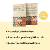 Taja Saffron Tea - Saffron Fusion Chamomile Tea, Mellow Blend for Emotional Wellness, Sleep Support and Monthly Comfort, Caffeine Free | Gluten Free |