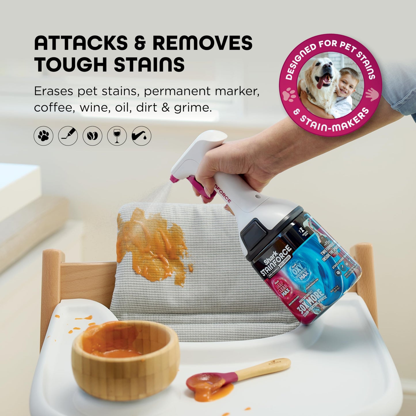 Shark StainForce Dual-Formula Refill Cartridge, Value 2-pack, Stain & Odor Remover for Shark StainForce Portable Stain Cleaner, for Carpet, Area Rug