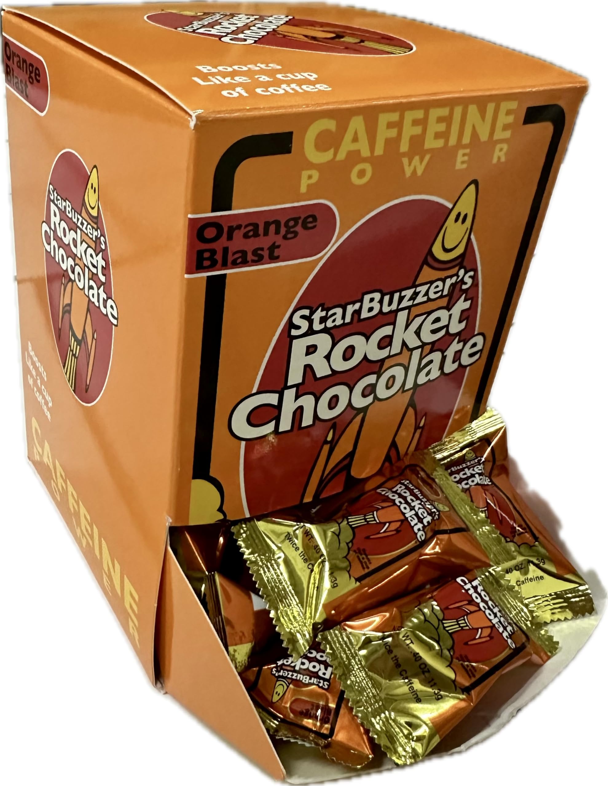 Rocket Chocolate Milk Chocolate Orange Blast Flavored Caffeinated Chocolate Truffles, 50 count, Mini