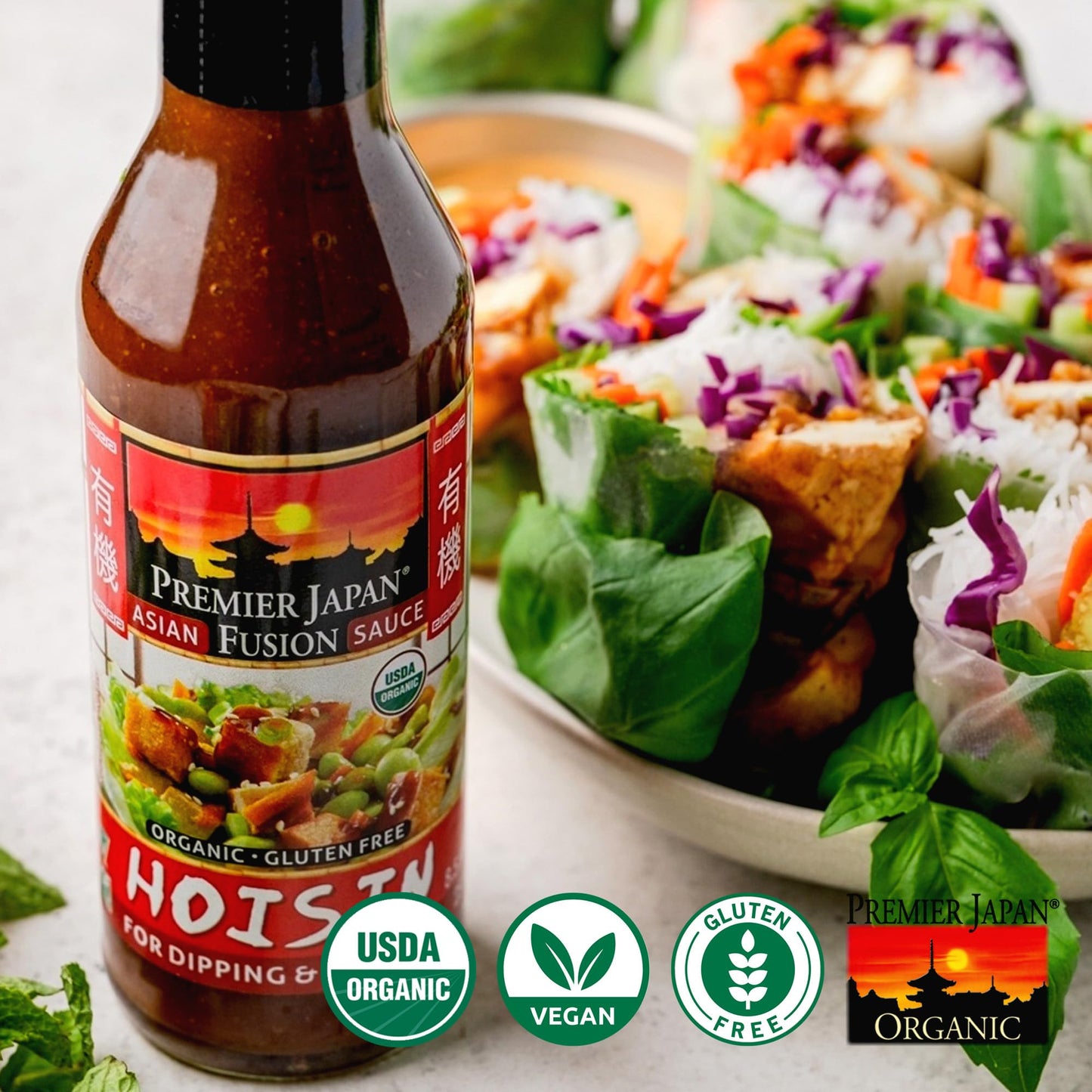Premier Japan Gluten Free Hoisin Sauce Organic - Hoisin Sauce Asian, Hoisin Sauce Gluten Free, Asian Sauces for Cooking, Hoisin Organic - 8.5 Ounce