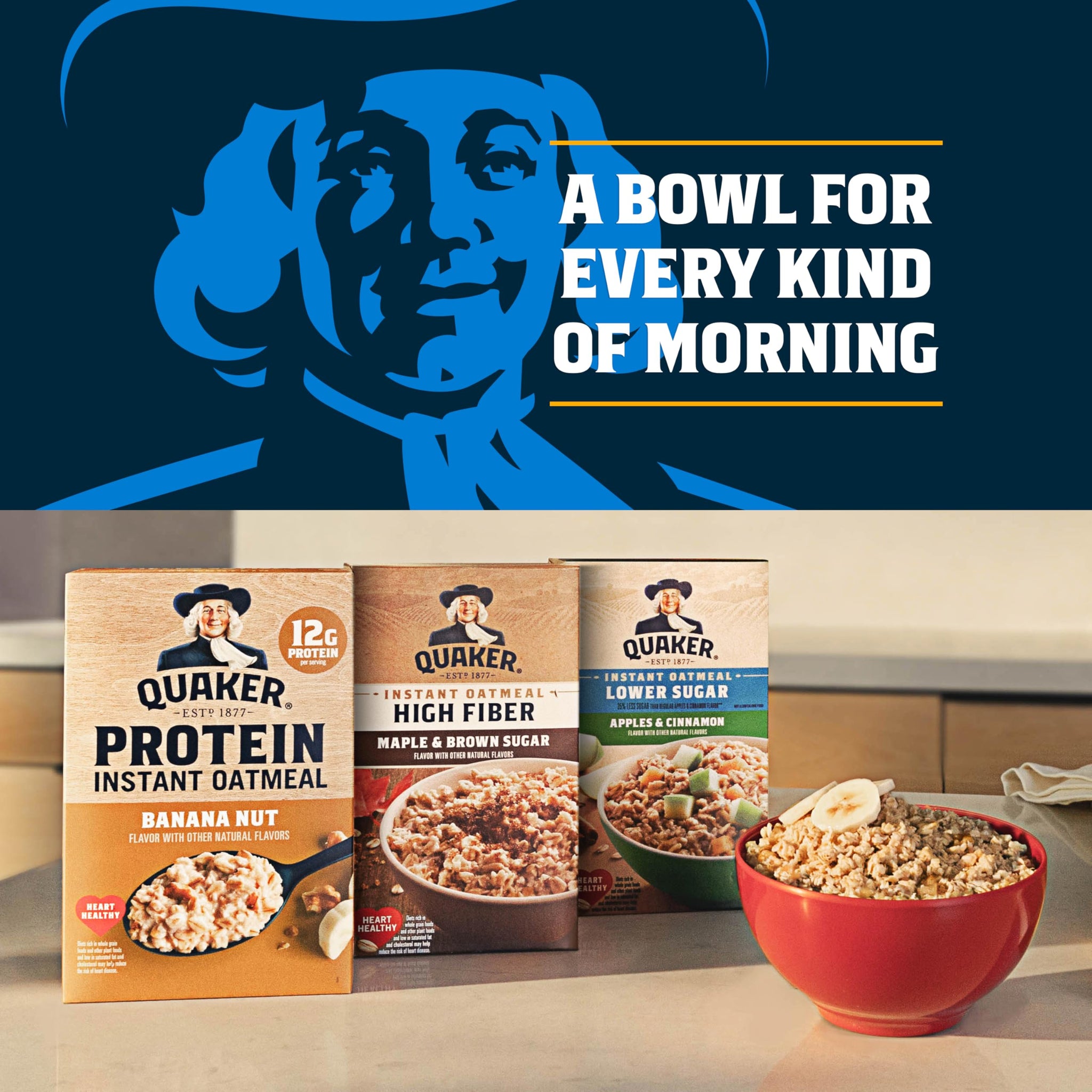 Quaker Steel Cut Quick 3-Minute Oatmeal, 2 Flavor Variety Pack, Individual Packets, 32 Count