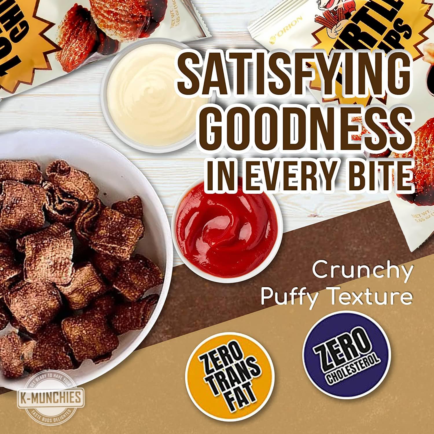 K-Munchies Orion Turtle Chips - 3 Packs of 160-gram Choco Churro Flavor Korean Chips - Sweet, Crispy, Korean Snacks with Hint of Cinnamon