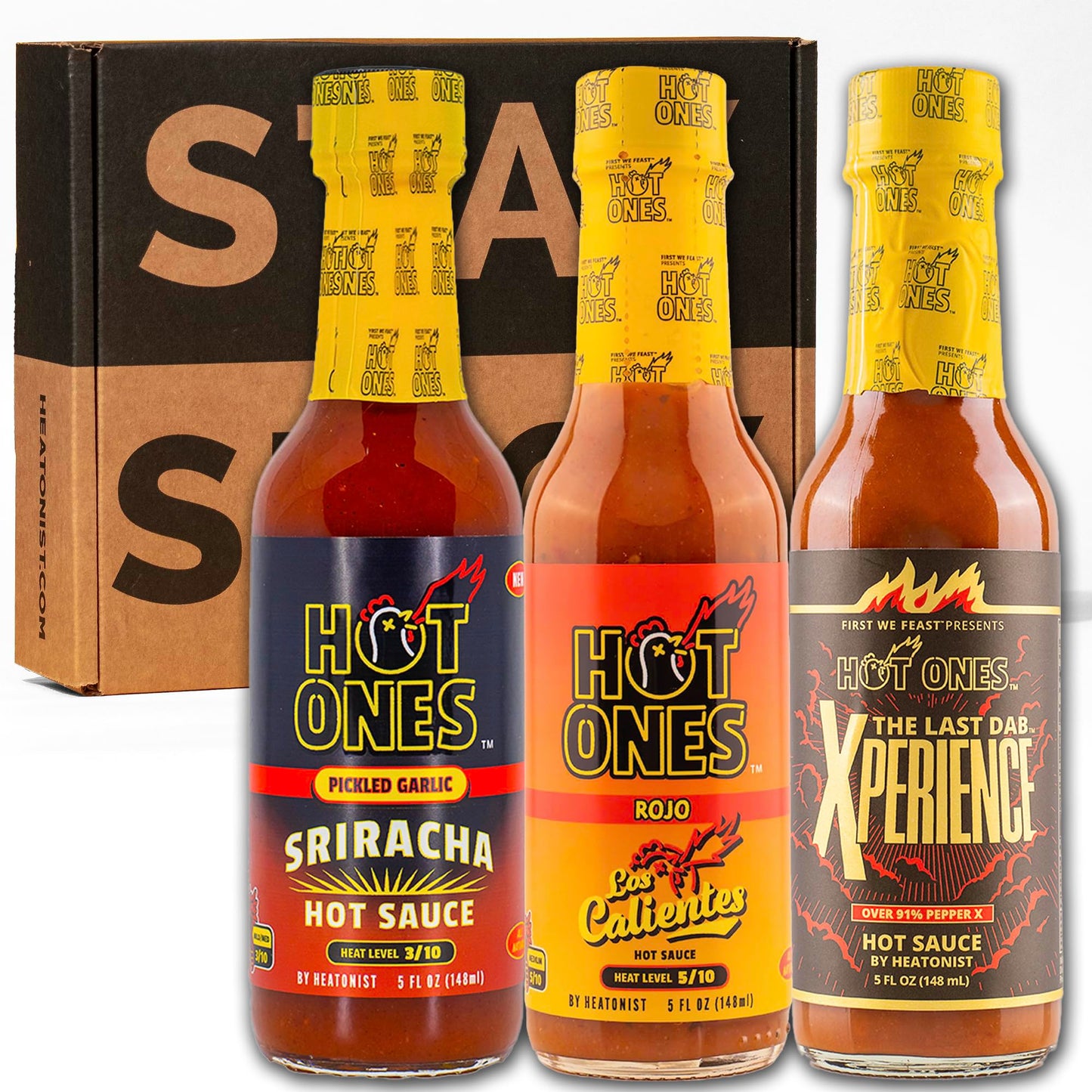 Hot Ones Hot Sauce Challenge Set - Season 26 Trio - Made with Natural Ingredients - Unique Small Batch Sampler Gift Set Variety - 5 fl oz Bottles