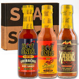 Hot Ones Hot Sauce Challenge Set - Season 26 Trio - Made with Natural Ingredients - Unique Small Batch Sampler Gift Set Variety - 5 fl oz Bottles