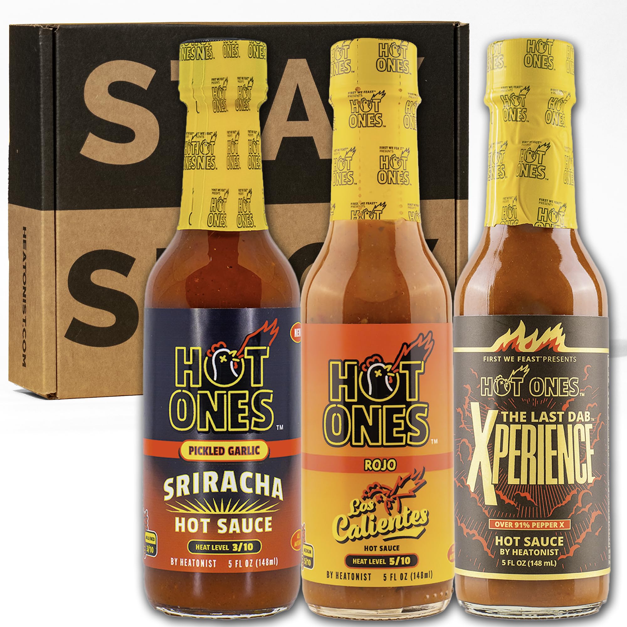 Hot Ones Hot Sauce Challenge Set - Season 26 Trio - Made with Natural Ingredients - Unique Small Batch Sampler Gift Set Variety - 5 fl oz Bottles