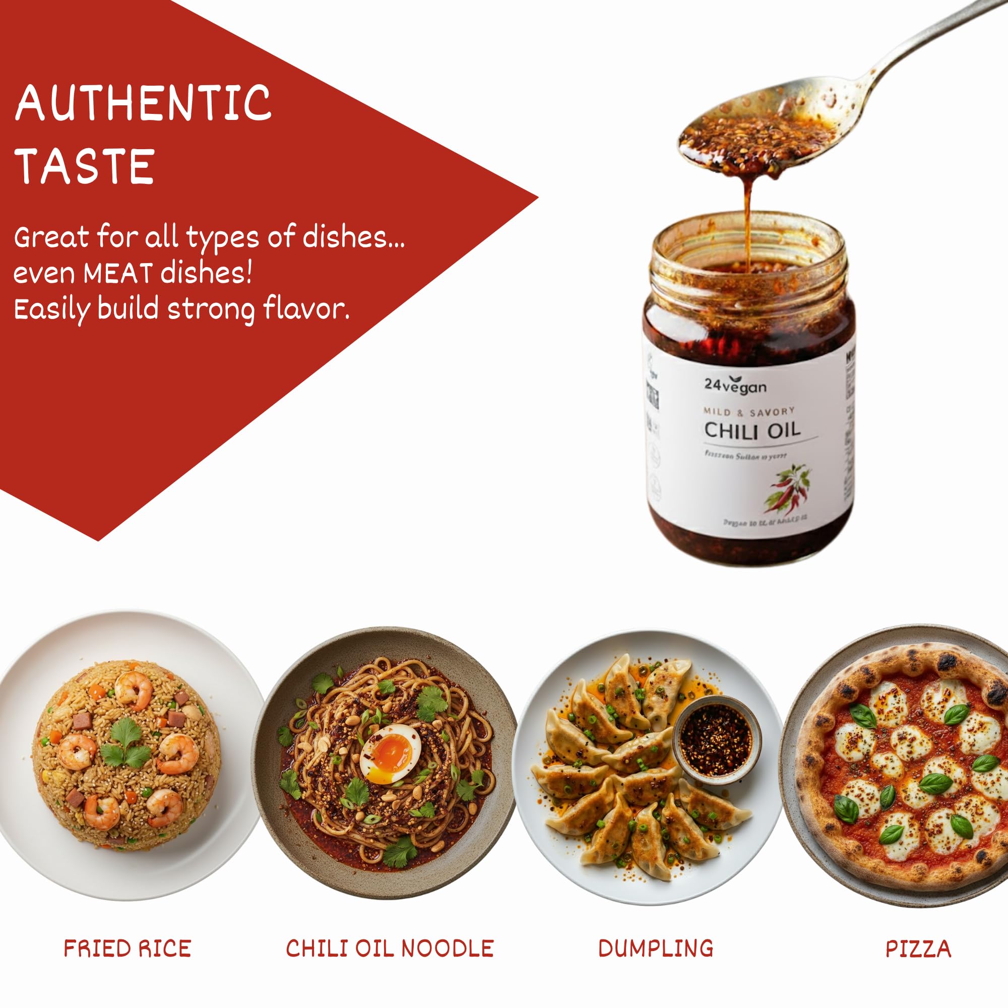 24Vegan - Garlic Chili Oil | 100% Vegan, Gluten-Free, No MSG Garlic Chili Crisp Oil | Non-GMO (7.5oz)