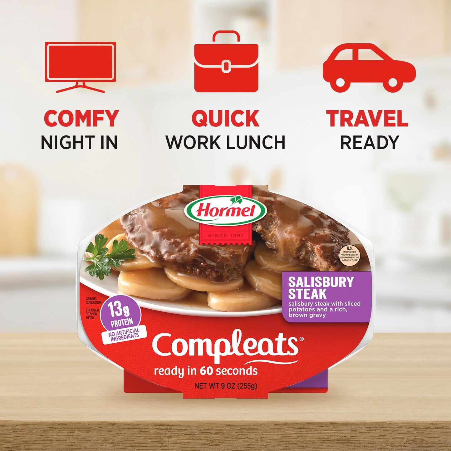 HORMEL COMPLEATS Salisbury Steak Microwave Tray, 9 oz. (6 Pack)
