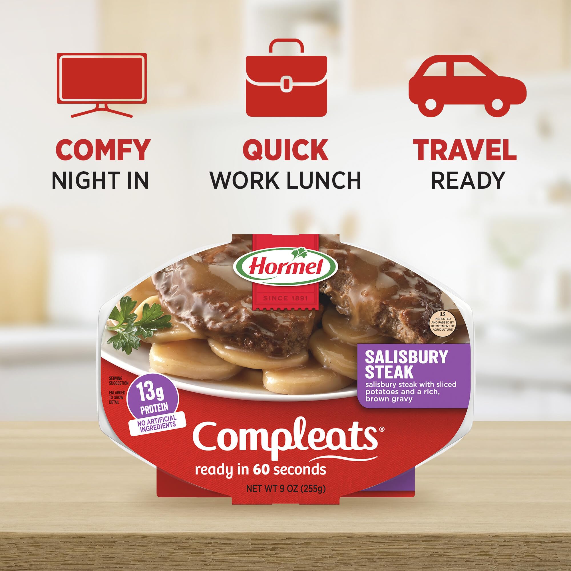 HORMEL COMPLEATS Salisbury Steak Microwave Tray, 9 oz. (6 Pack)