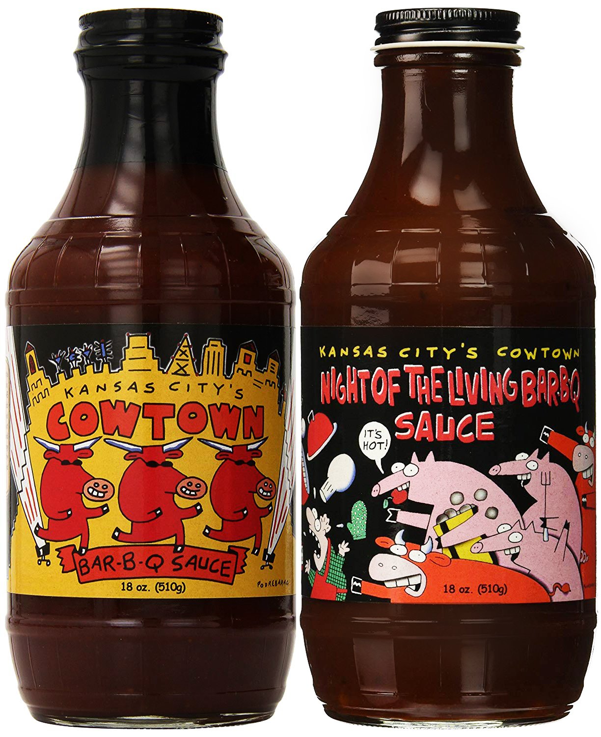 Cowtown Original BBQ Sauce & Night of the Living BBQ Sauce, 18 Ounce (1 of Each)