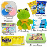 Prefilled Easter Basket for Kids - Easter Care Package with Toys & Activities, Frog Gift Box, Pre-Made Easter Basket Stuffers