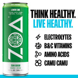 ZOA Energy Sugar Free Energy Drinks With Electrolytes For Hydration, Lemon Lime - 12 Fl Oz (12-Pack)
