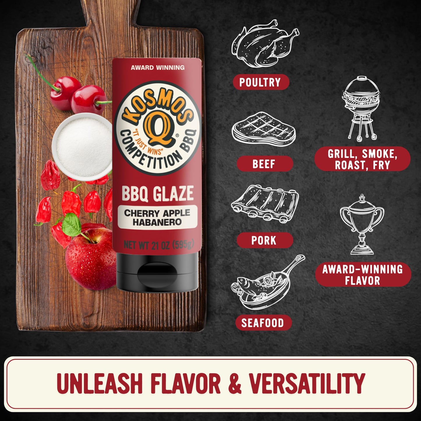 Spicy Sweet Cherry Apple Habanero BBQ Glaze by Kosmo's Q