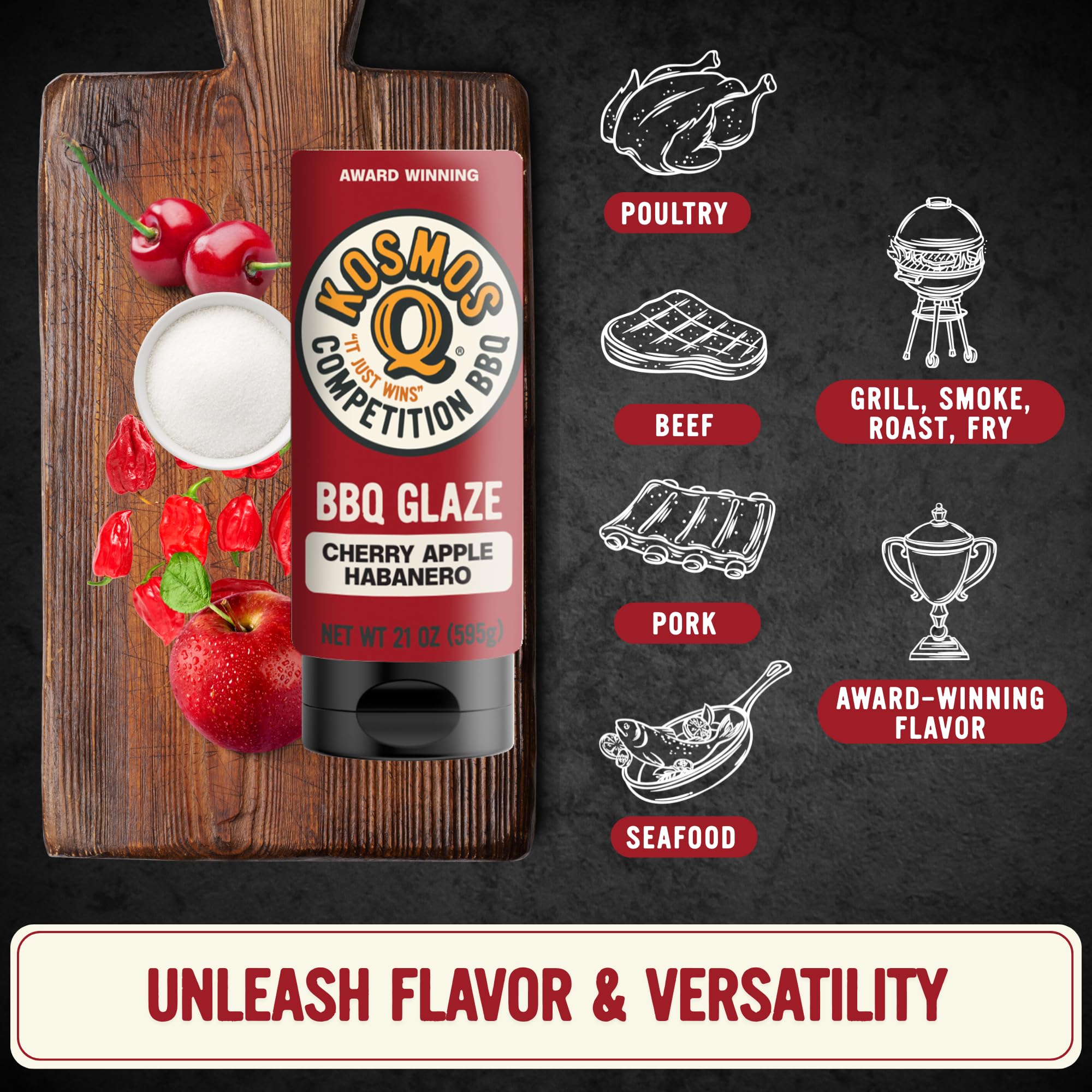 Spicy Sweet Cherry Apple Habanero BBQ Glaze by Kosmo's Q