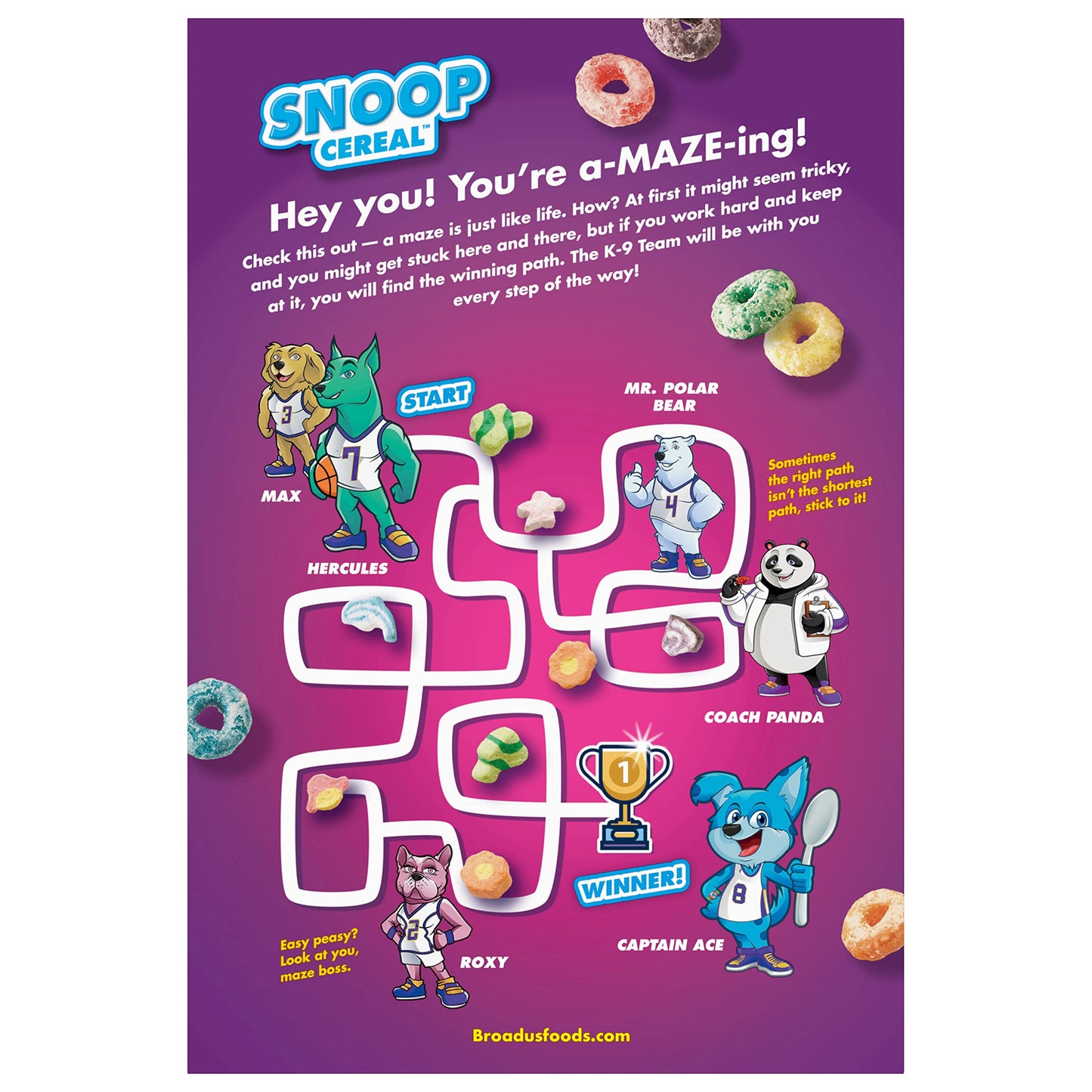 Snoop Cereal Fruity Hoopz Marshmallow Cereal, Sweetened Multigrain Cereal with Sweet Fruity Cereal Pieces and Marshmallows, 12 OZ Box
