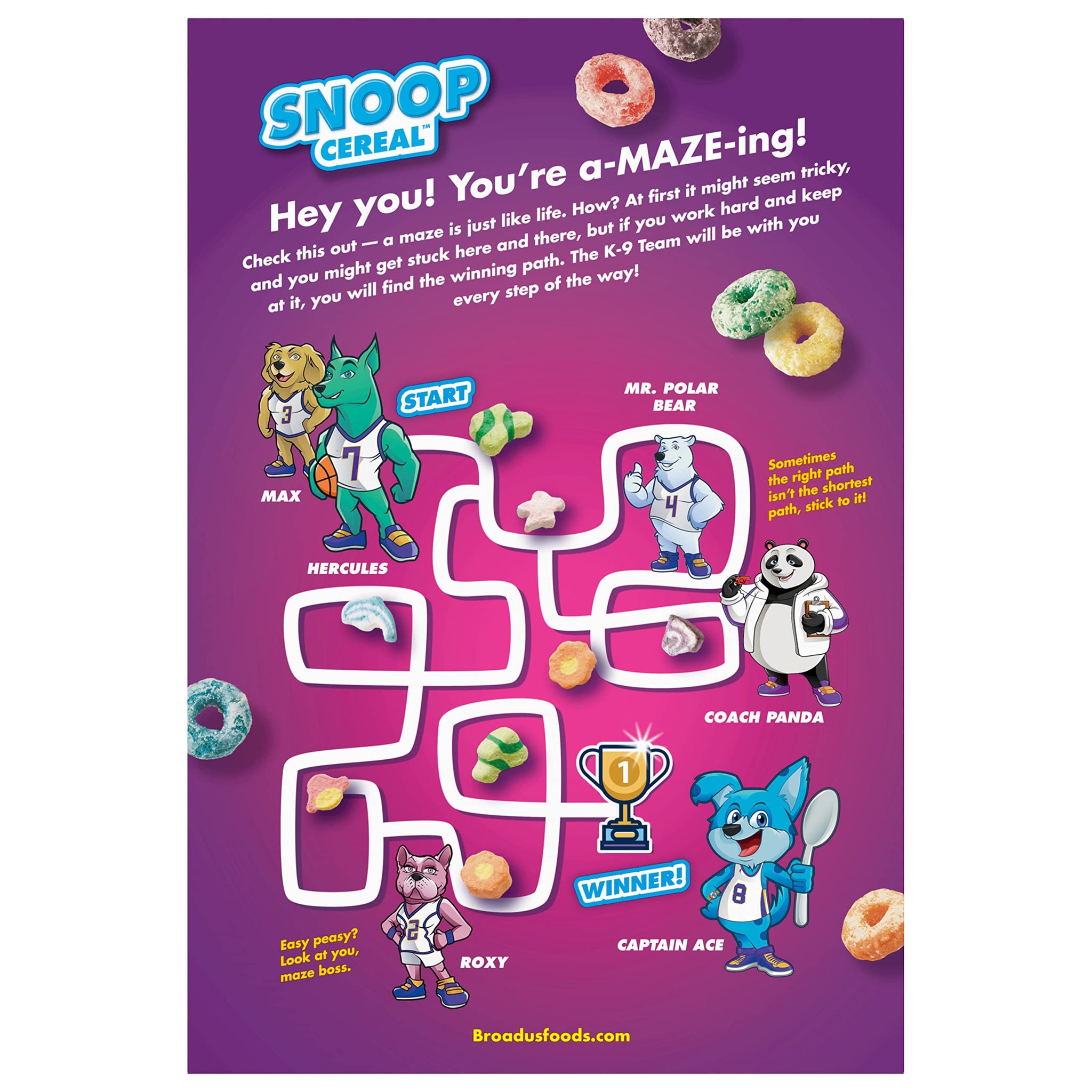 Snoop Cereal Fruity Hoopz Marshmallow Cereal, Sweetened Multigrain Cereal with Sweet Fruity Cereal Pieces and Marshmallows, 12 OZ Box