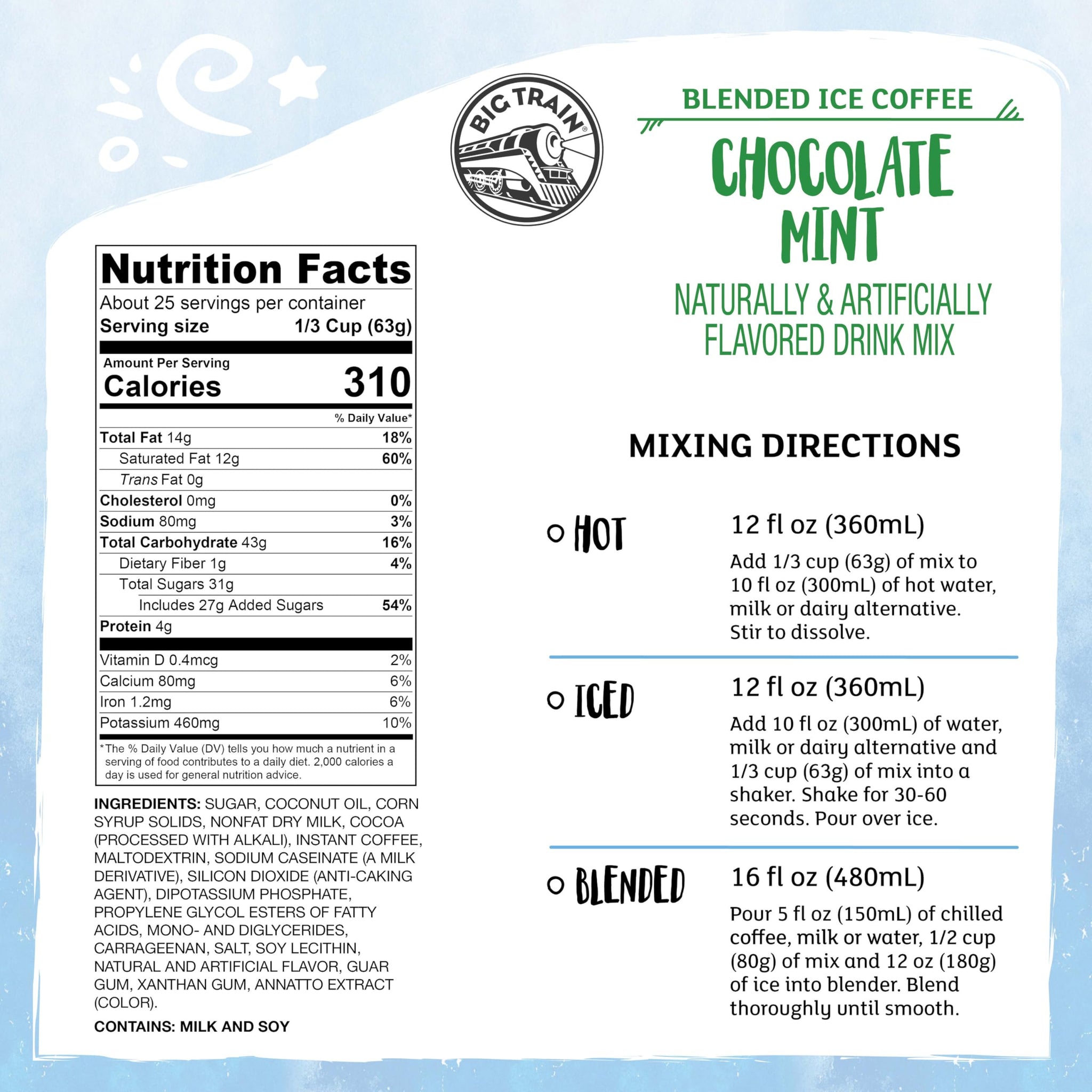Big Train Chocolate Mint Blended Ice Coffee Beverage Mix, 3.5 Pound (Pack of 1)