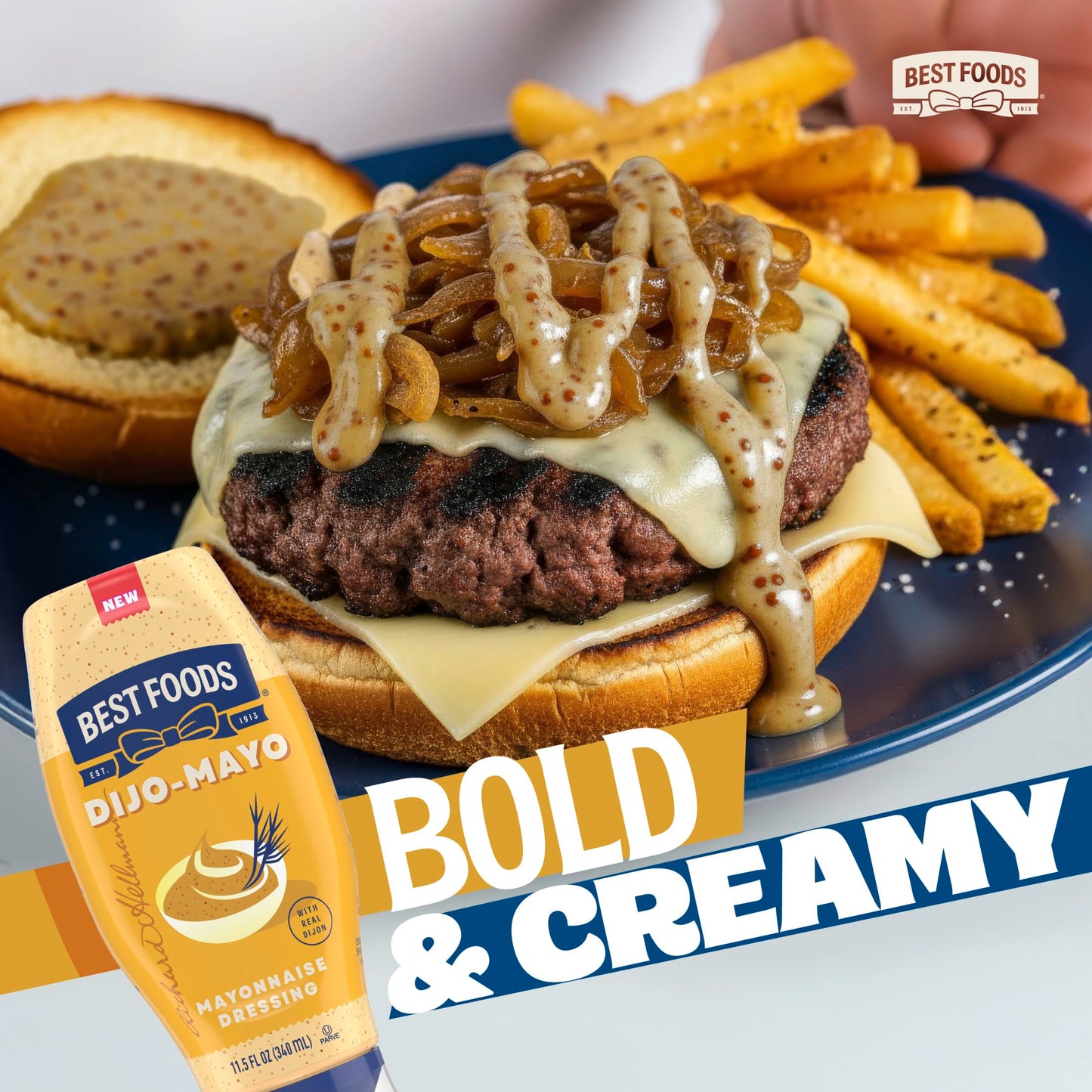 Best Foods Dijo-Mayo Smooth & Savory Mayonnaise Dressing for Fries, Burgers, Potato Salads, Sandwiches, Mayonnaise Dressing With Real Dijon, 11.5 oz 1