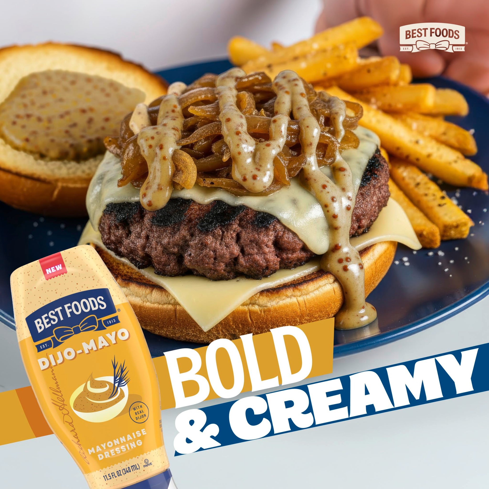 Best Foods Dijo-Mayo Smooth & Savory Mayonnaise Dressing for Fries, Burgers, Potato Salads, Sandwiches, Mayonnaise Dressing With Real Dijon, 11.5 oz 1