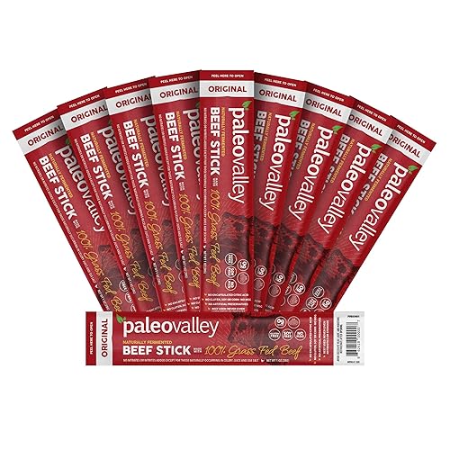 Paleovalley 100% Grass Fed Original Beef Sticks - Delicious Gluten Free Beef Snack - High Protein Keto Friendly