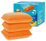 Miracle Microfiber Kitchen Sponge by Scrub-It - Non-Scratch Heavy Duty Dishwashing Cleaning sponges- Machine Washable- (Orange)