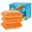 Miracle Microfiber Kitchen Sponge by Scrub-It - Non-Scratch Heavy Duty Dishwashing Cleaning sponges- Machine Washable- (Orange)