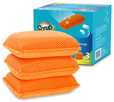 Miracle Microfiber Kitchen Sponge by Scrub-It - Non-Scratch Heavy Duty Dishwashing Cleaning sponges- Machine Washable- (Orange)