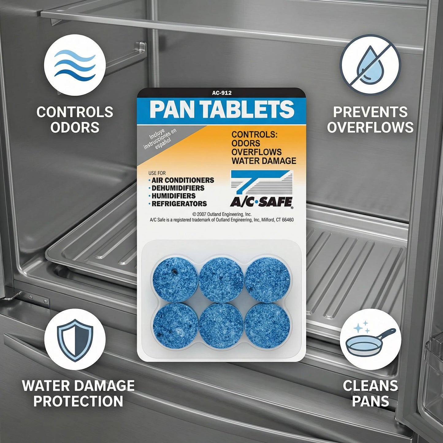AC-Safe Air Conditioner Pan Cleaner Tablets - 6 Ct - Drain Pan for HVAC Drain Line - Condensate Line Maintenance Tablets - Unit Care Solution
