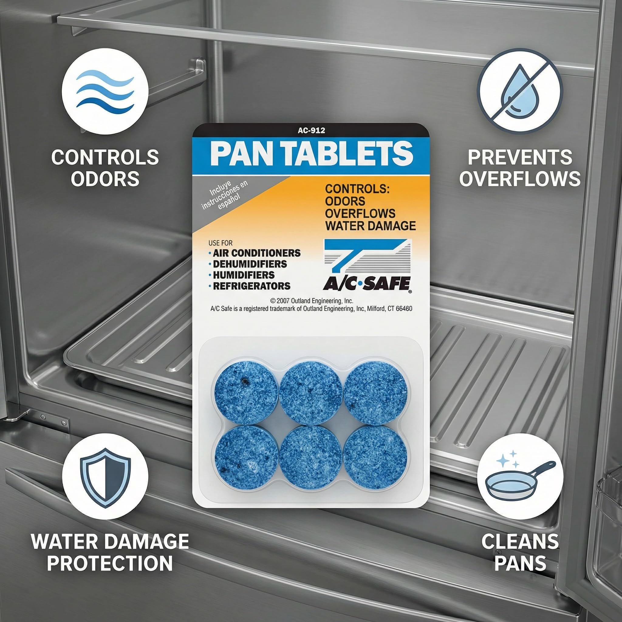 AC-Safe Air Conditioner Pan Cleaner Tablets - 6 Ct - Drain Pan for HVAC Drain Line - Condensate Line Maintenance Tablets - Unit Care Solution