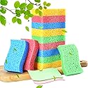 METUUTER 12-Count Kitchen Sponges- Compressed Cellulose Cleaning Sponges Non-Scratch Natural Sponge for Kitchen Bathroom Cars, Funny Cut-Outs DIY