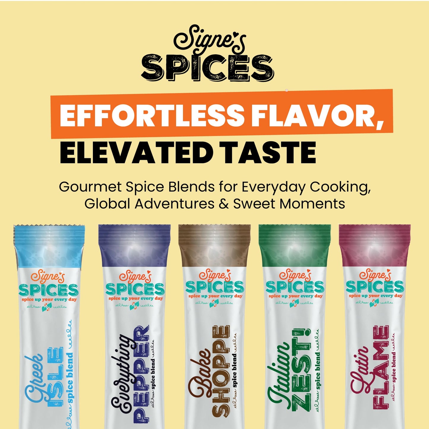 Signe’s Spices Spicy Sicilian - 8 Single-Serve Packets | Small-Batch Italian Herb & Garlic Seasoning Blend with Sea Salt, Basil & Red Pepper Flakes